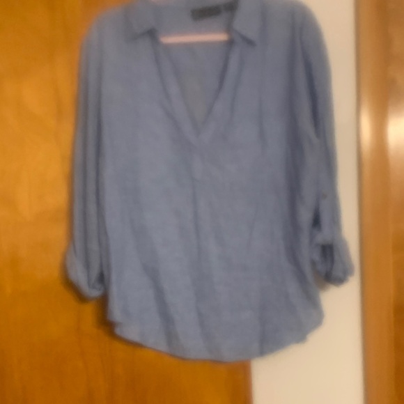 New York & Company Tops - Light Blue V-Neck Buttonless Blouse